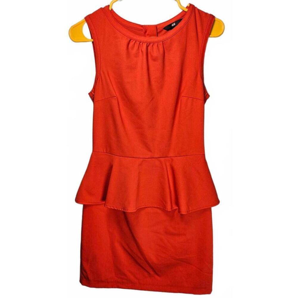 H&M Women's‎ Peplum Dress - Vibrant Red, Size 6